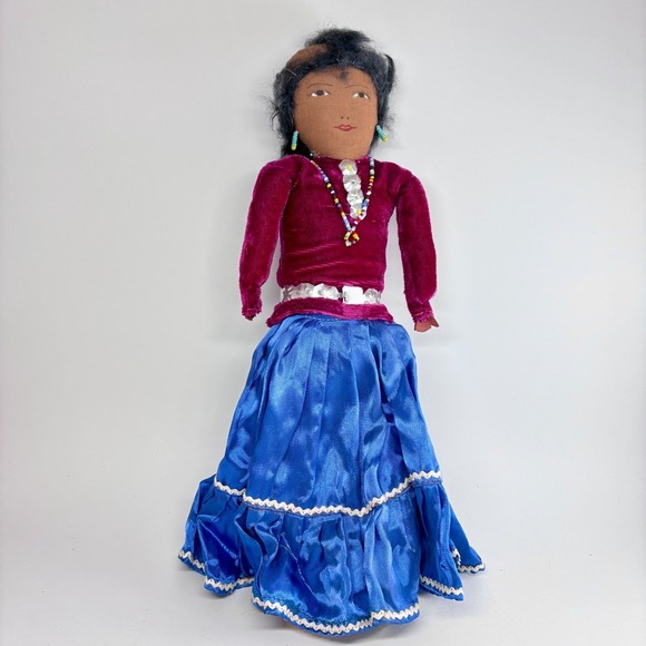 Other - VTG Mid-Century Navajo Native American 13" Handmade Velvet Satin Fabric Doll